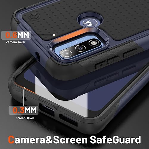 Miniatura 5 de Jeylly Funda para Moto G Pure, Moto G Power 2022, Moto G Play 2023 2 protectores de pantalla de vidrio templado 360 cuerpo completo delgado a prueba