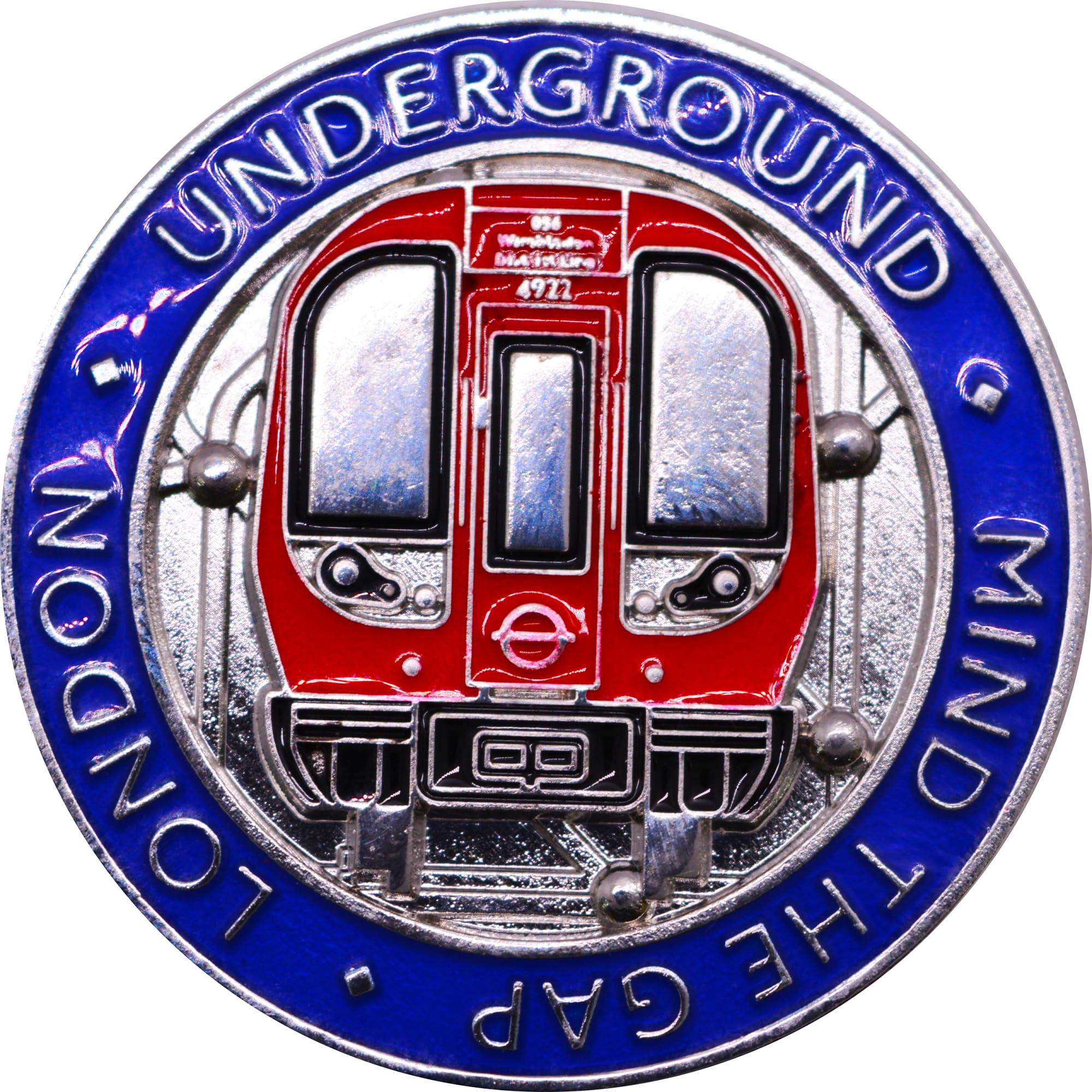 Licensed London Underground Coin Shaped Fridge Magnet 4 Styles Underground, Mind the Gap, London and train (Train)