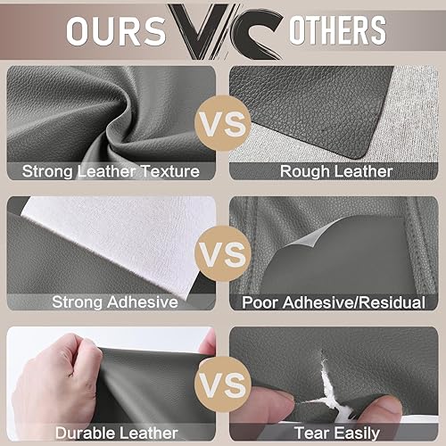 Miniatura 4 de Yikda Cinta de reparación de cuero autoadhesiva, parches de reparación de cuero para asientos de automóvil, kit de reparación de cuero para sofá,