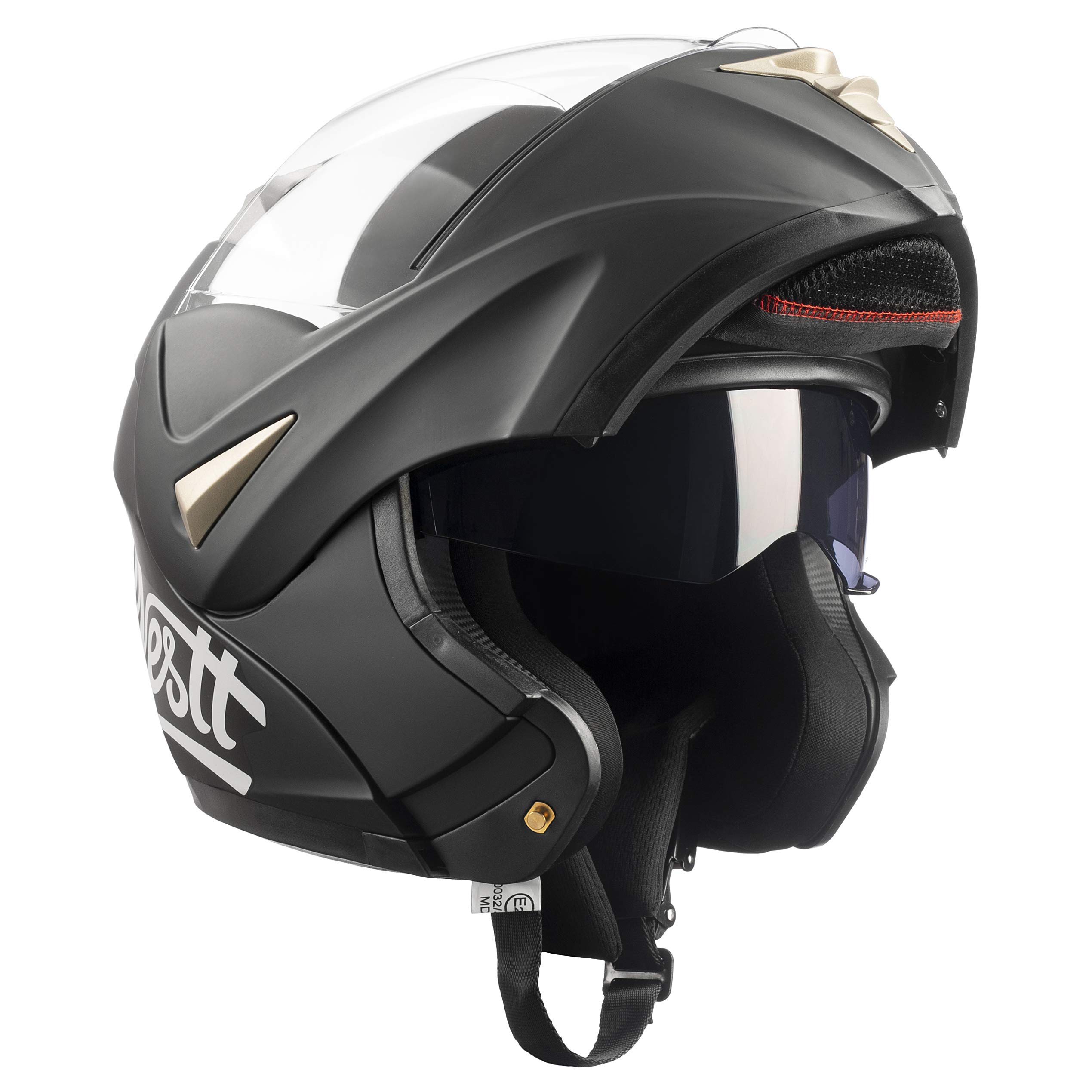 Westt Casco Modulare Moto Certificato ECE R 22.06 - Casco Integrale con Visiera e Parasole per Donna e Uomo - Casco Jet con Protezione Mento per Scooter Roller Ciclomotore