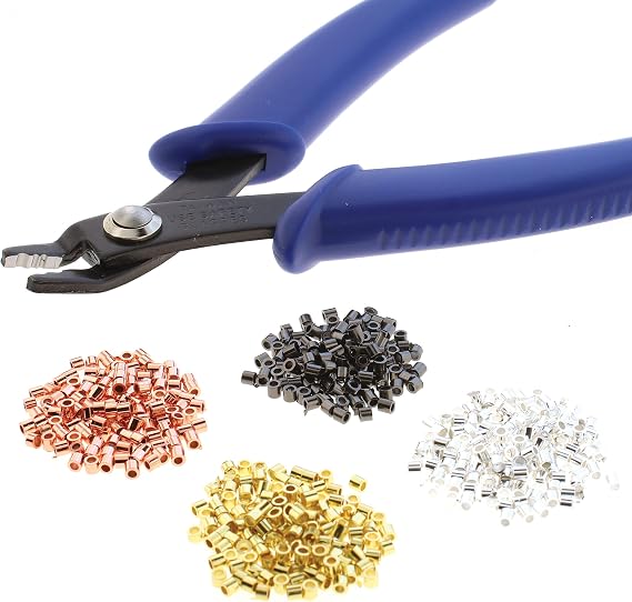 The Beadsmith Crimping Set, Crimp Forming Pliers 5-1/8 and 500 Crimp Tubes, 2x2mm in Assorted Colors, Creates Smooth, Rounded Crimps Every Time, No Sharp Edges