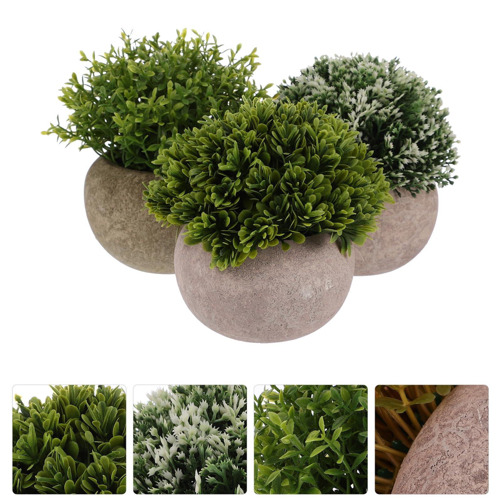 Healifty Plantas Artificiales en Maceta Verdes, 3 Piezas de Plástico