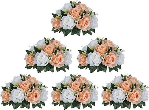 Miniatura 6 de BLOSMON Bolas de flores, centros de mesa de rosas de boda 6 piezas de flores falsas moradas azul marino bolas de besos Decoración Arreglos florales