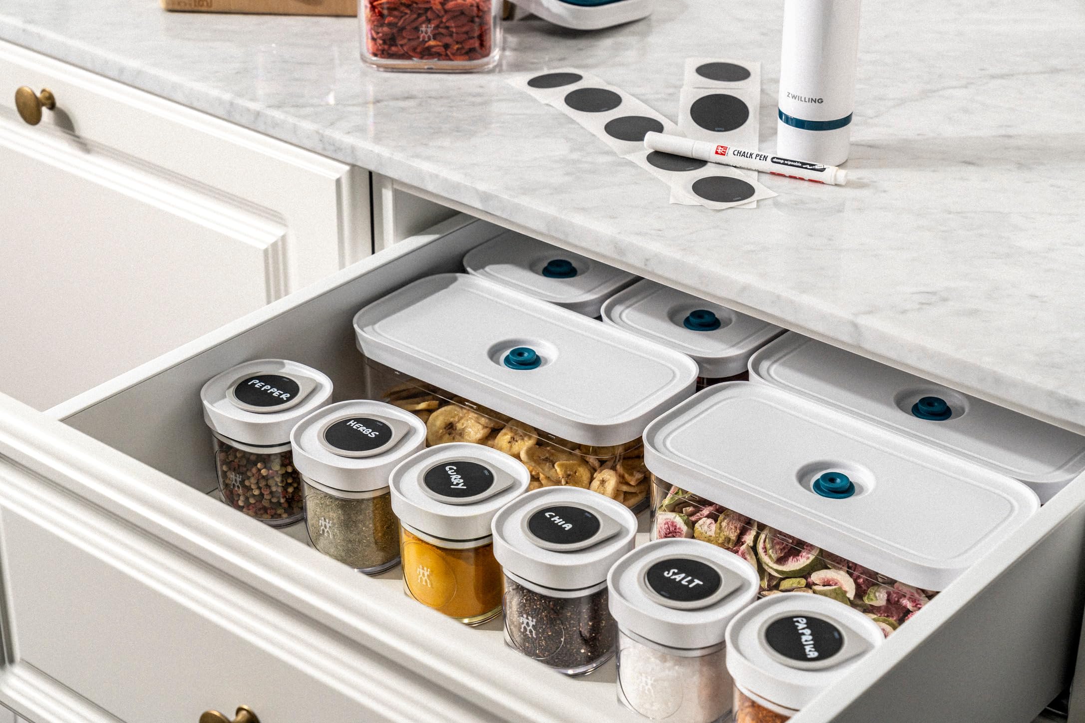 ZWILLING FRESH & SAVE CUBE La Mer Gewürzdosen 3-tlg., Größe XS, Modulare & Stapelbare Vorratsdose, Luftdichte & Vakuumierbare Aufbewahrung, 