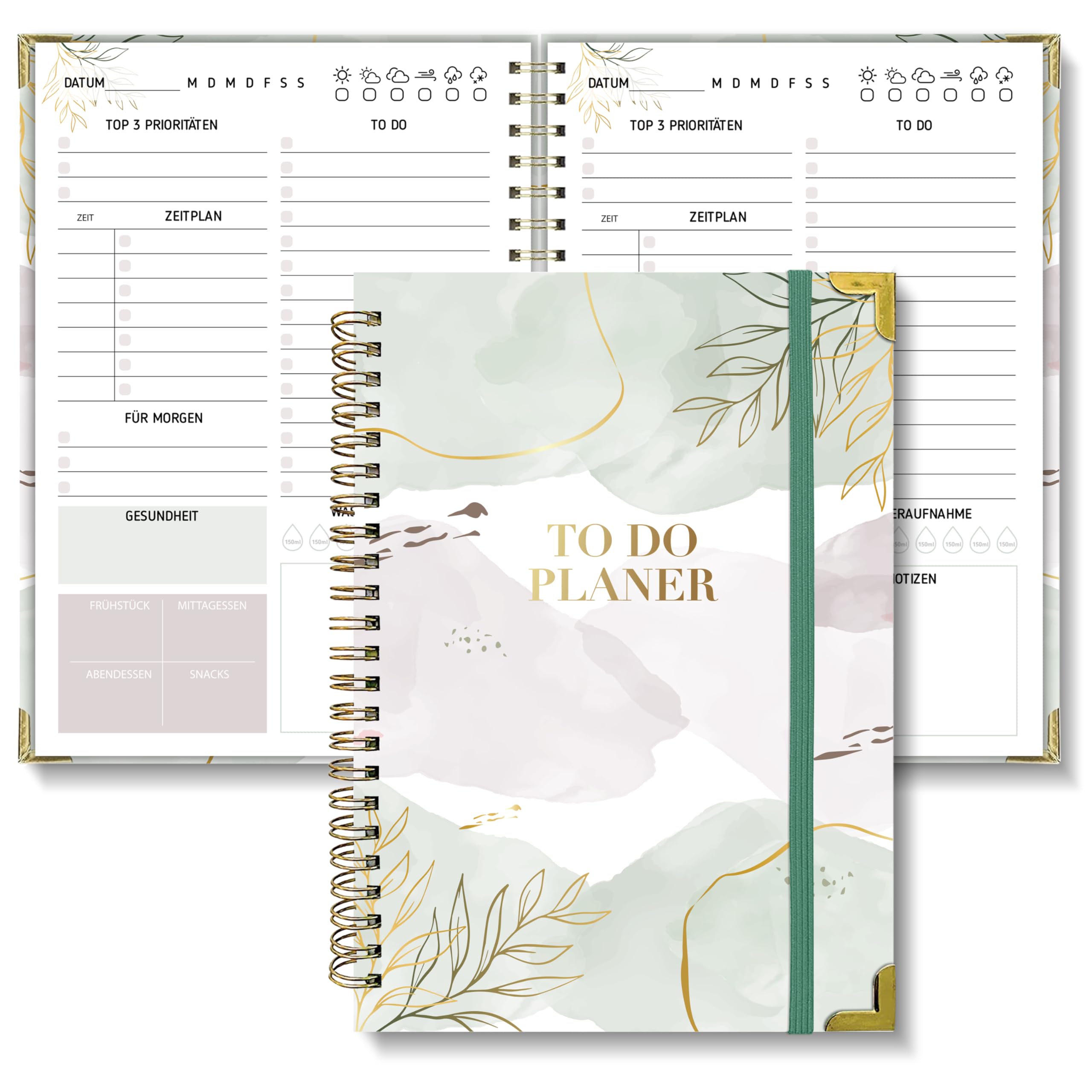 BIROYAL Daily Planner Undated A5, Green purple