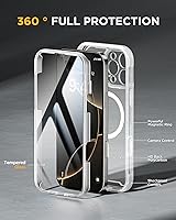 Vista 93 de Miracase Funda magnética para iPhone 14 de 6.1 pulgadas, protector de pantalla de vidrio templado integrado + protector de lente, compatible