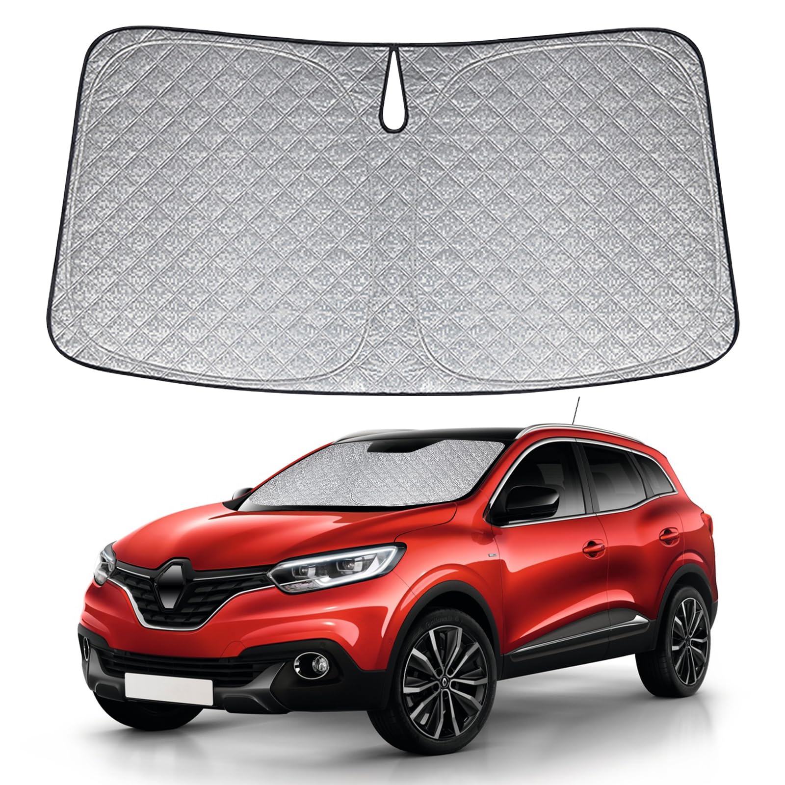 Osłona przeciwsłoneczna na przednią szybę samochodu, zamiennik do Renault Kadjar 2015-2022, składana ochrona przed słońcem na przednią szybę samochodu, blokuje 99% UVR i utrzymuje chłód pojazdu