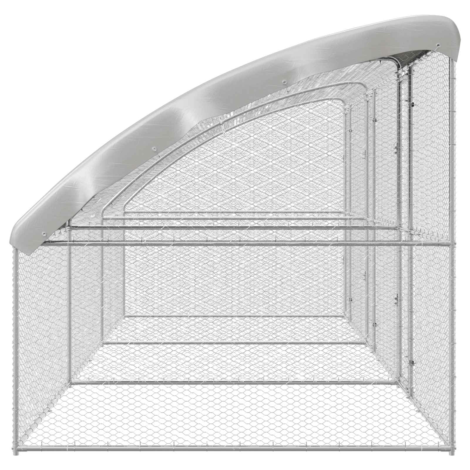 Gabbia per polli, 3 pezzi, argento, 600 x 200 x 200 cm, in acciaio