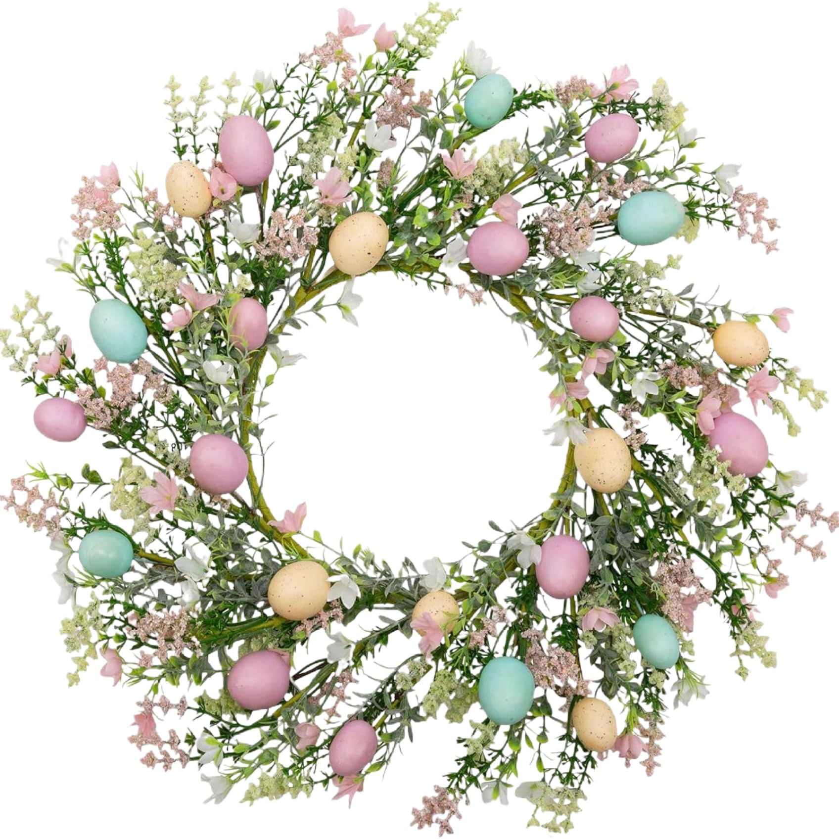 Couronne de printemps fleurs artificielles 18 pouces haut de gamme pour intérieur extérieur
