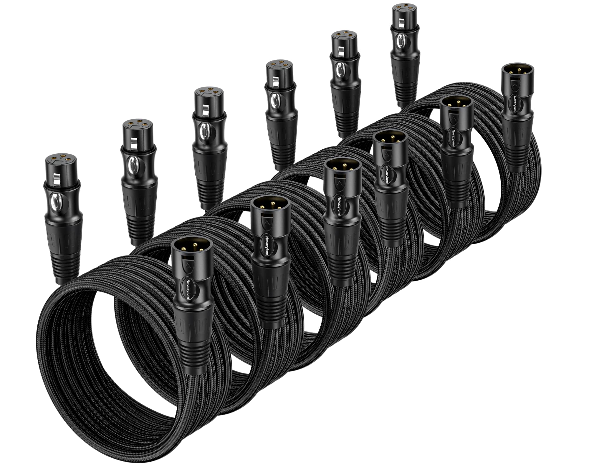 Lot de 6 câbles XLR de 0,9 m – Câbles de microphone équilibrés de qualité supérieure avec 3 broches blindé en nylon tressé XLR mâle vers femelle pour mixeur, systèmes de haut-parleurs