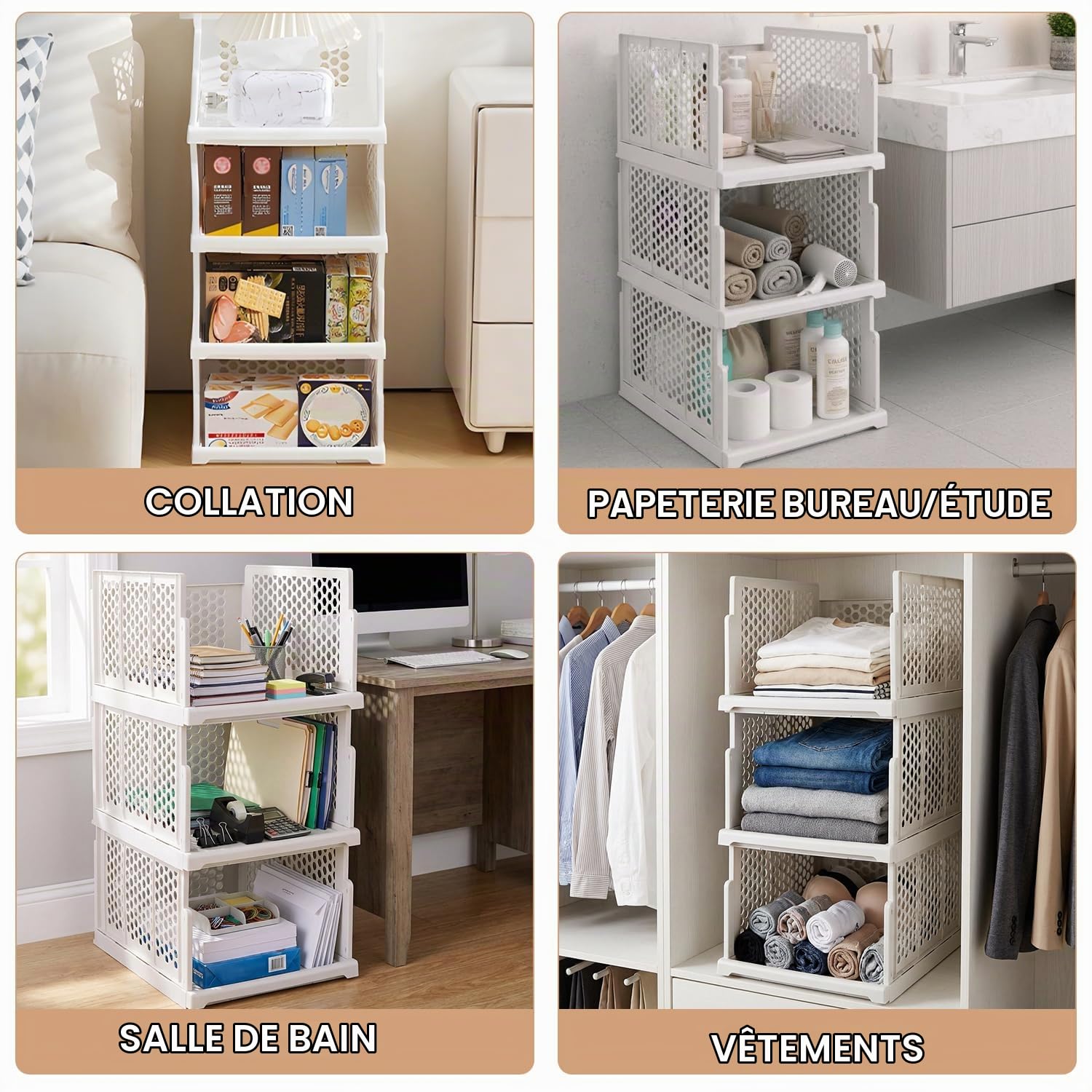 Lot de 5 organisateurs de rangement pliants pour placard, organisateur