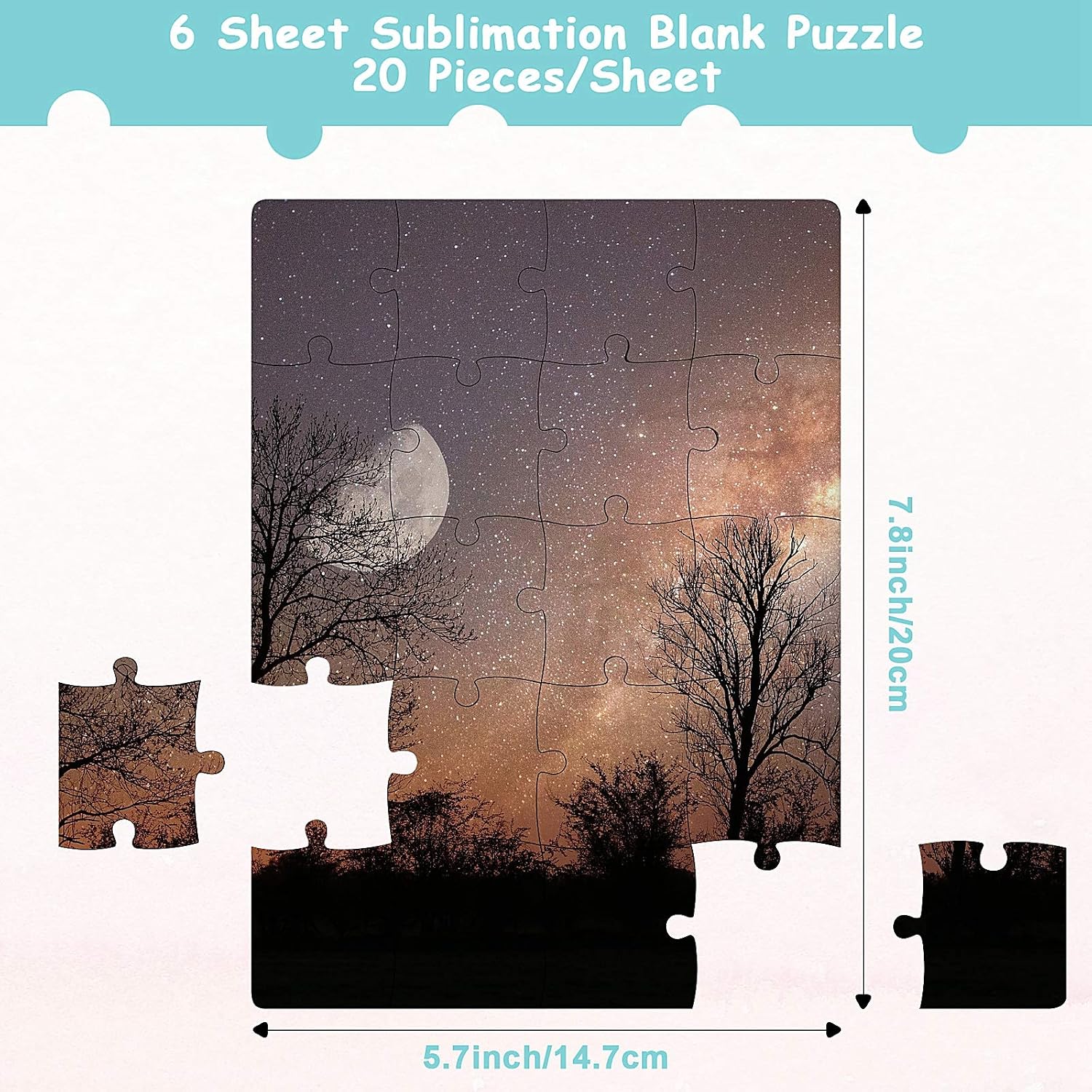 Skylety 6 Sets Sublimation Blanks Puzzles White Jigsaw Puzzle Blank Puzzles DIY Puzzle for Sublimation Transfer Thermal Transfer Heat Press Printing Crafts(A5-20 Style)