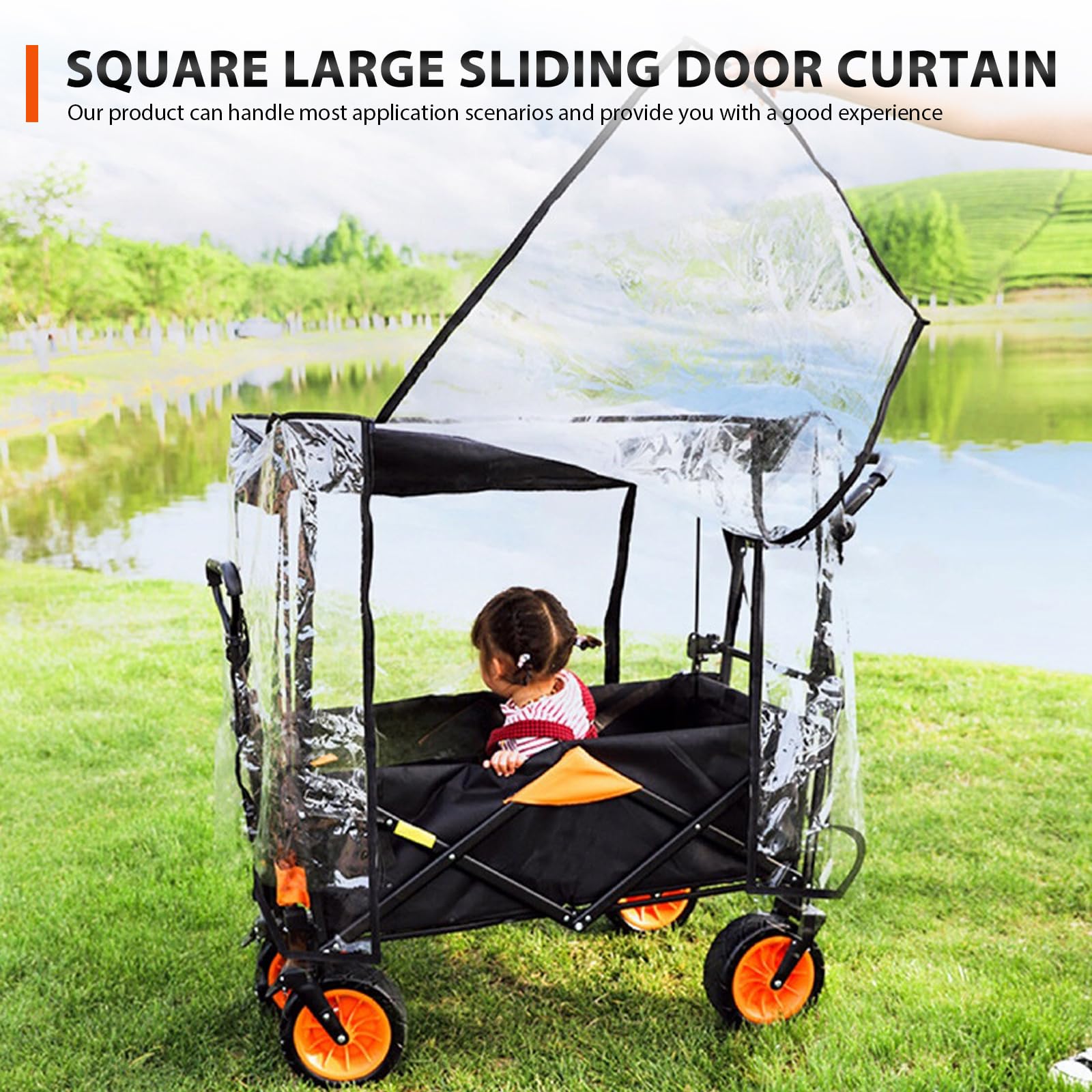 Parapioggia Universale Per Passeggino – 74x91x110 Cm, In PVC Trasparente, Antivento E Antipolvere - 4