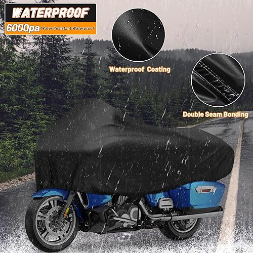 Miniatura 9 de Funda para motocicleta duradera e impermeable, tela Oxford para todo tipo de clima, protege del polvo y la lluvia. Apto para Harley Davidson, Honda,