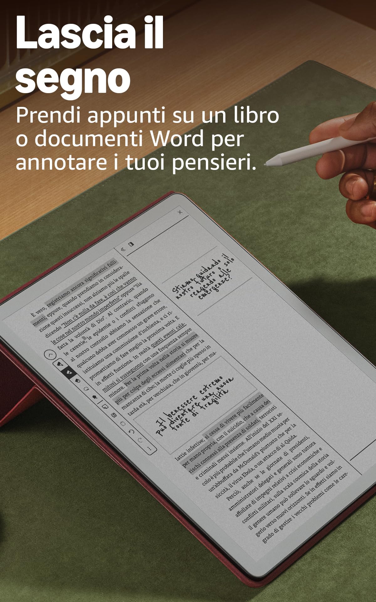 Amazon Kindle Scribe 16 GB senza luce frontale (ultimo modello) — Schermo da 11’’, effetto carta stampata — Più sottile, leggero e veloce — Scrivi nel taccuino integrato, nei documenti e nei libri