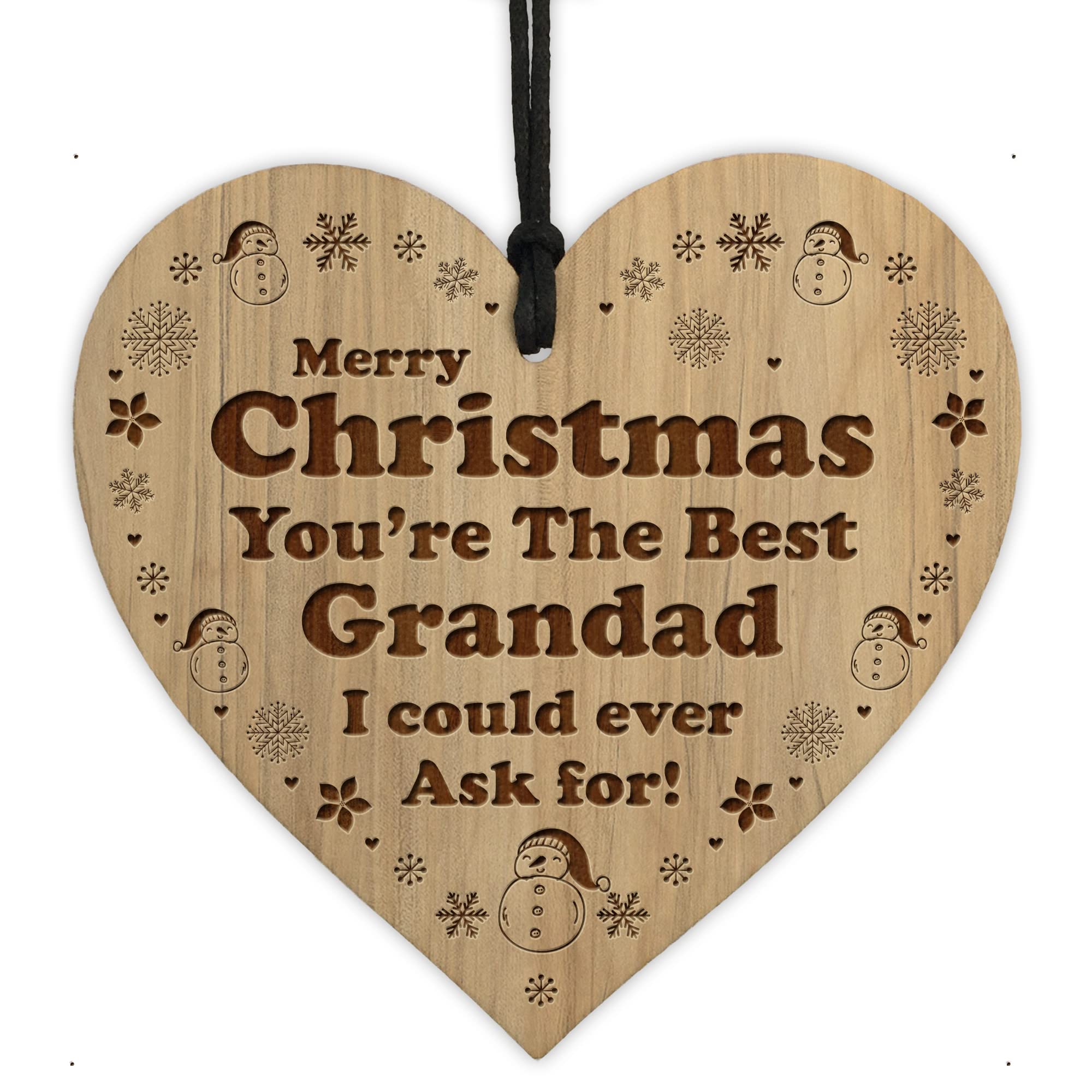 Red Ocean For Grandad Engraved Wood Heart Grandad Gifts Thank You From Grandchildren