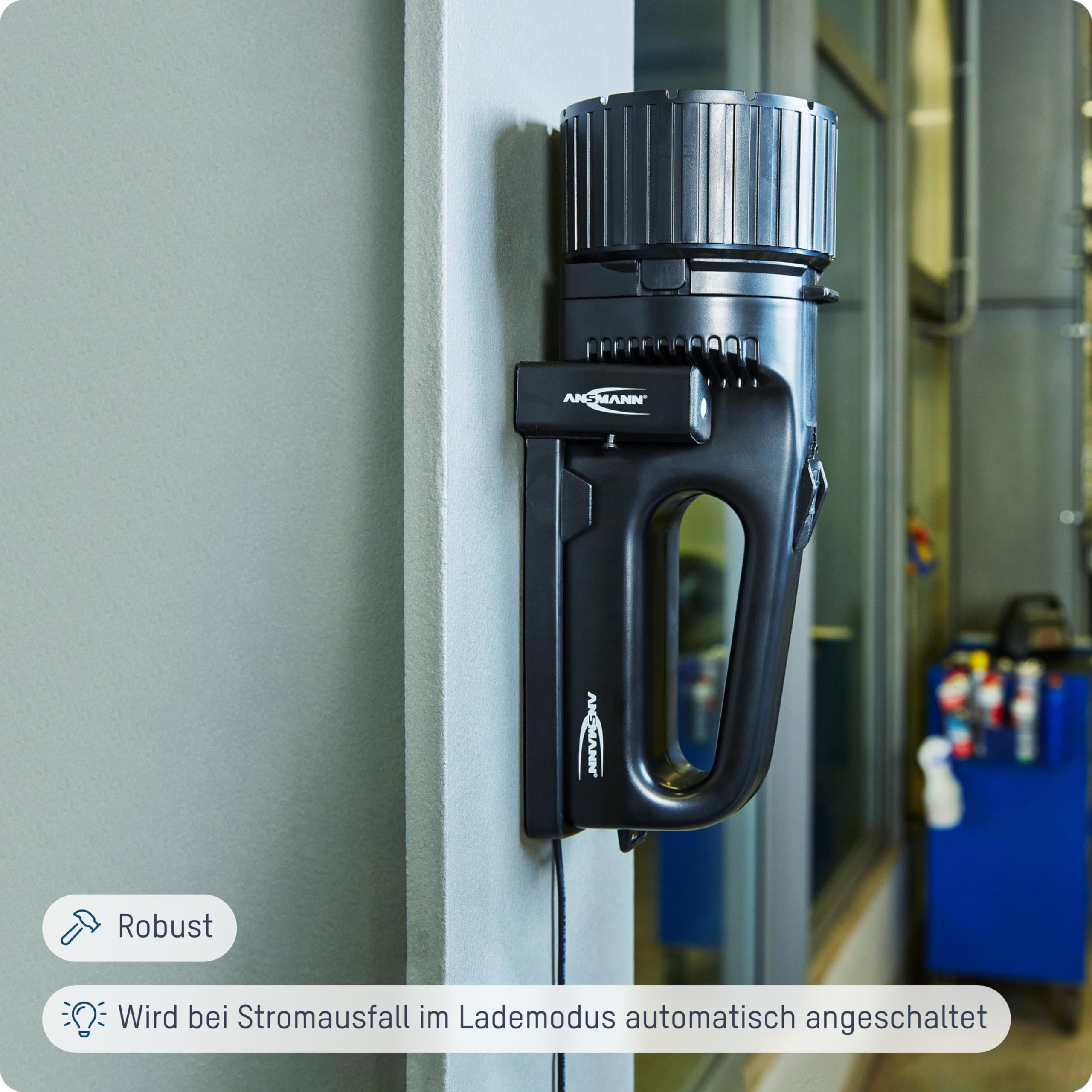 ANSMANN Arbeitsleuchte LED Future HS1000FR mit 5 W & 330 Lumen inkl. integriertem Li-Ion Akku und Ladestation - LED Handlampe ideal als Werkstattlampe Arbeitslampe Handleuchte Taschenlampe