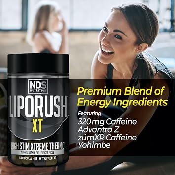 LIPORUSH NDS Nutrition XT - Super Concentrated Thermogenic (60 Capsules) & NDS Nutrition Slim-Tox - Maximum Fat Loss Support (90 Capsules)