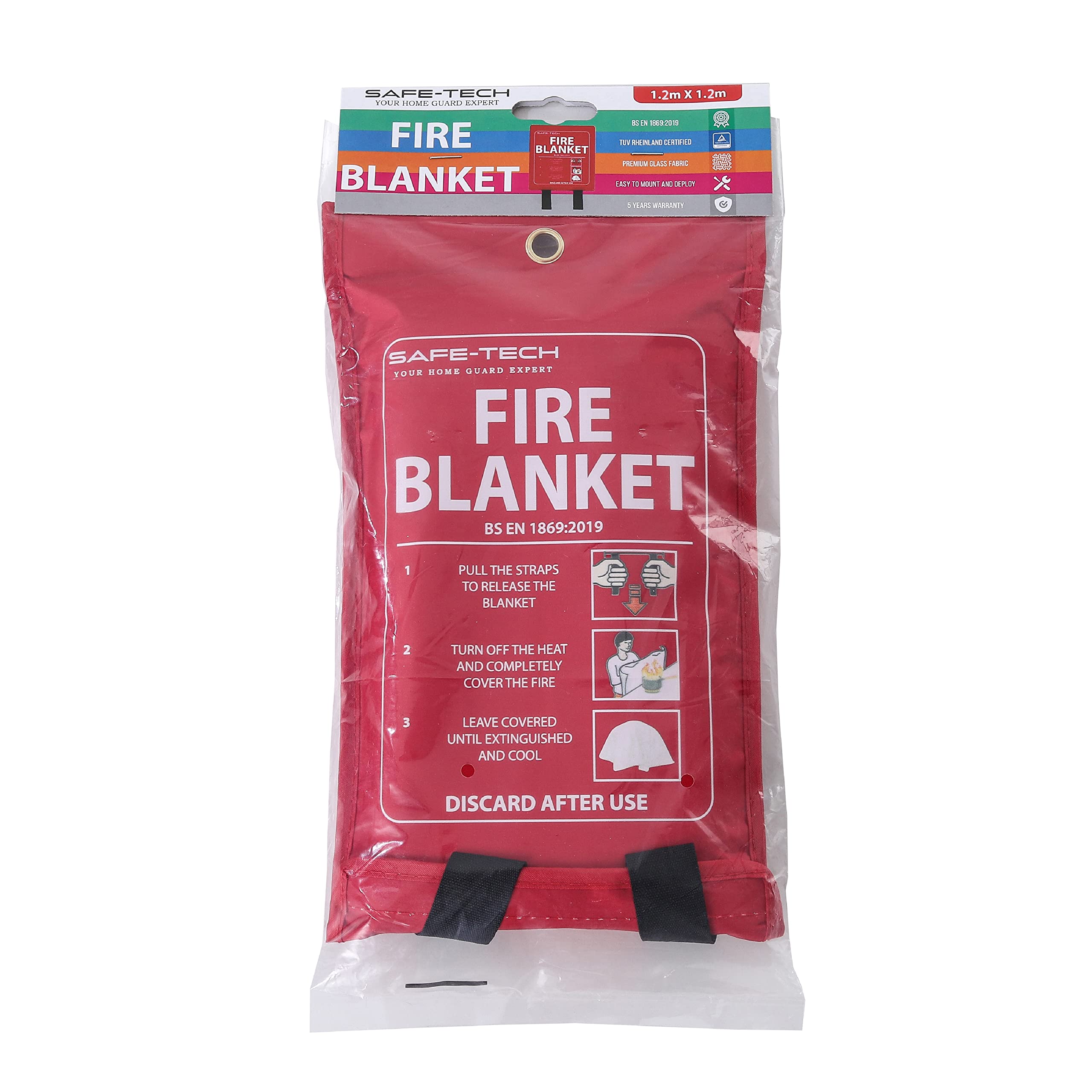 Safe Tech 1.2X1.2m Soft Pack Fire Blanket, Fire Blanket For Home And Kitchen, Kitchen Fire Blanket With Heat Insulation, Fire Blanket Extinguisher For Car, Boat, 1.2M X 1.2M Emergency Fire Blanket For Emergency Survival