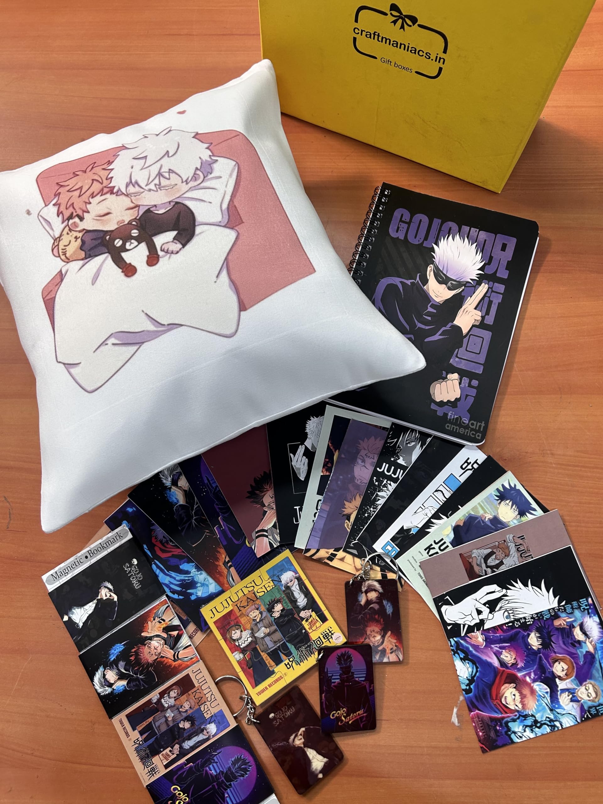 CRAFT MANIACS Jujutsu Kaisen Gojo Saturo Art 16 * 16 Pillow Combo Set : One Pillow, One Spiral Diary, Magnetic Bookmark Set, One Wooden Puzzle, Set of 16 Lomo Cards & 3 Keychains (B0D5LQZN7B) Amazon Price History, Amazon Price Tracker