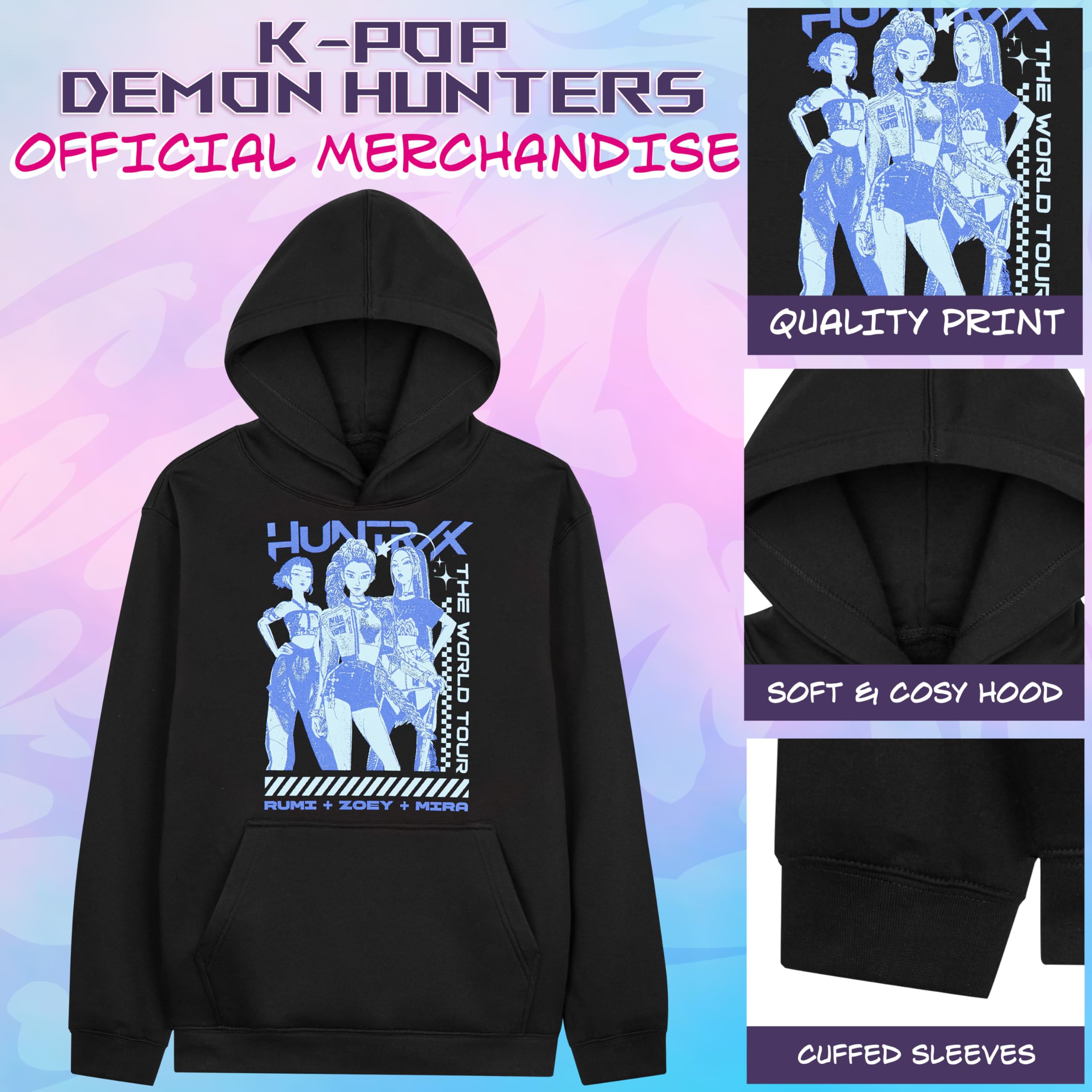 KPop Demon Hunters Oficial Sudadera con Capucha para Niñas, Sudadera Huntrix o Saja Boys, Ropa Invierno