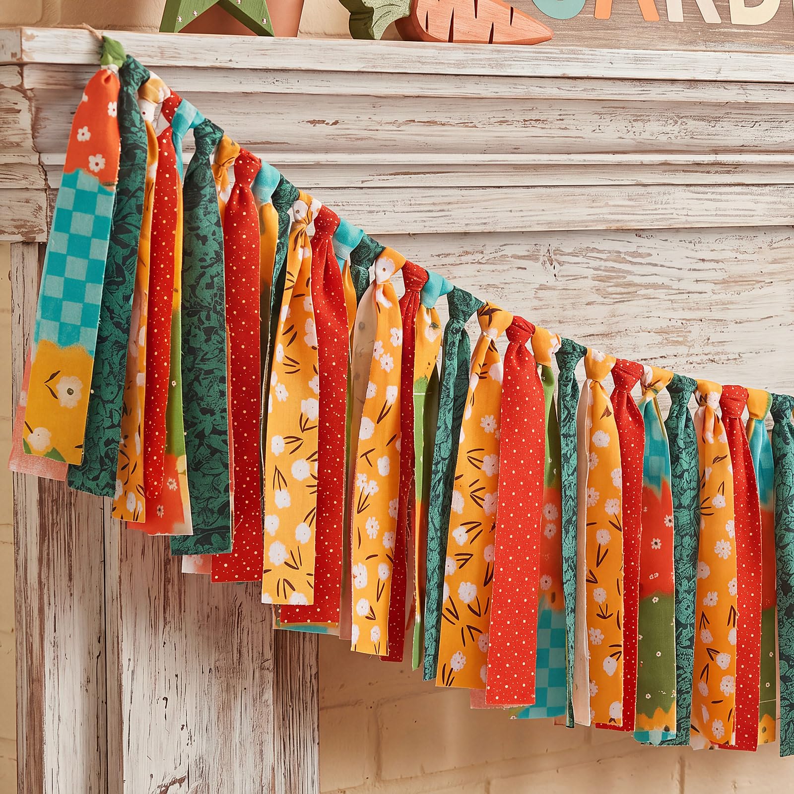 Chumia 4 ft Fall Tassel Garland Farmhouse Autumn Fabric Rag Banner