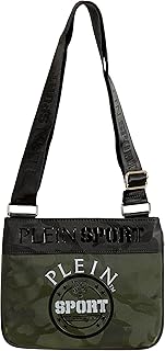 Plein Sport Unisex Military Green Logo Print Crossbody Bag