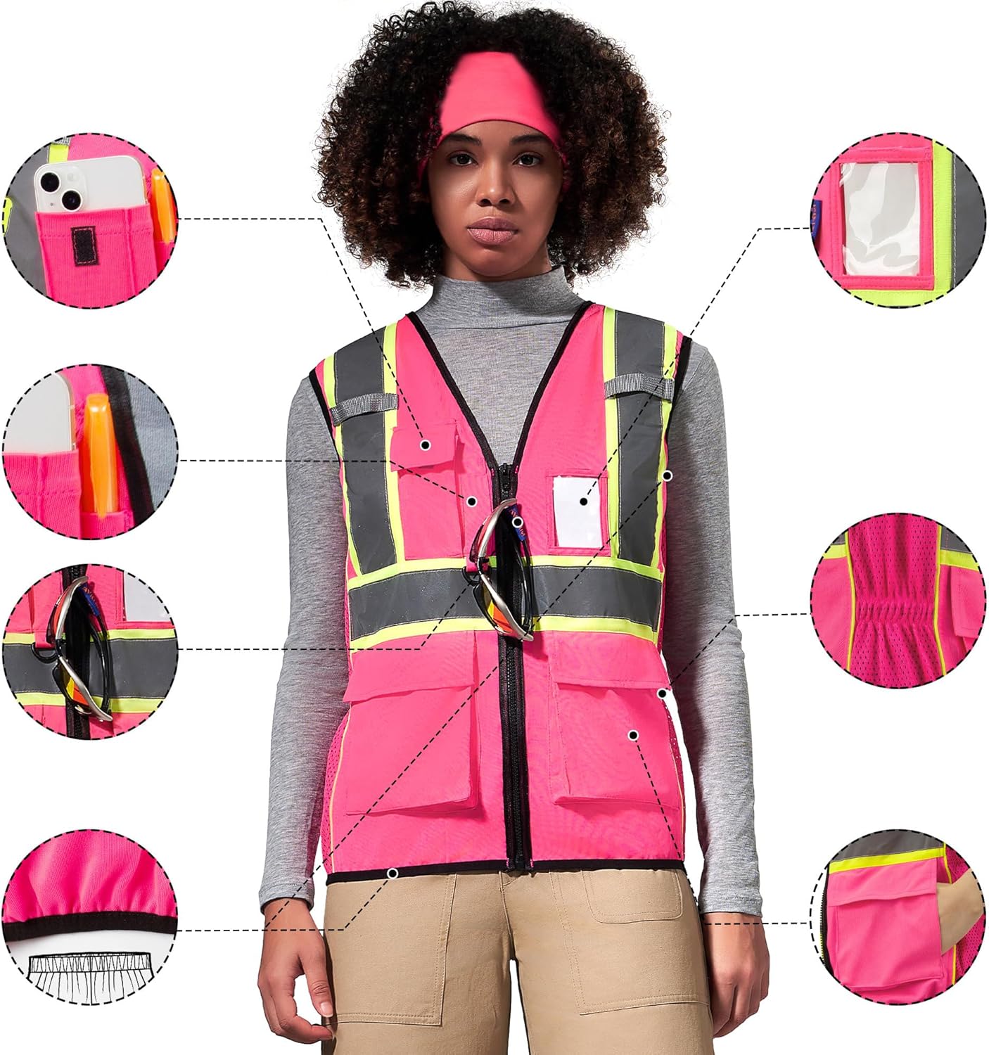 AYKRM 11 color Ladies High Vis Reflective Safety Vest for Women - Image 2