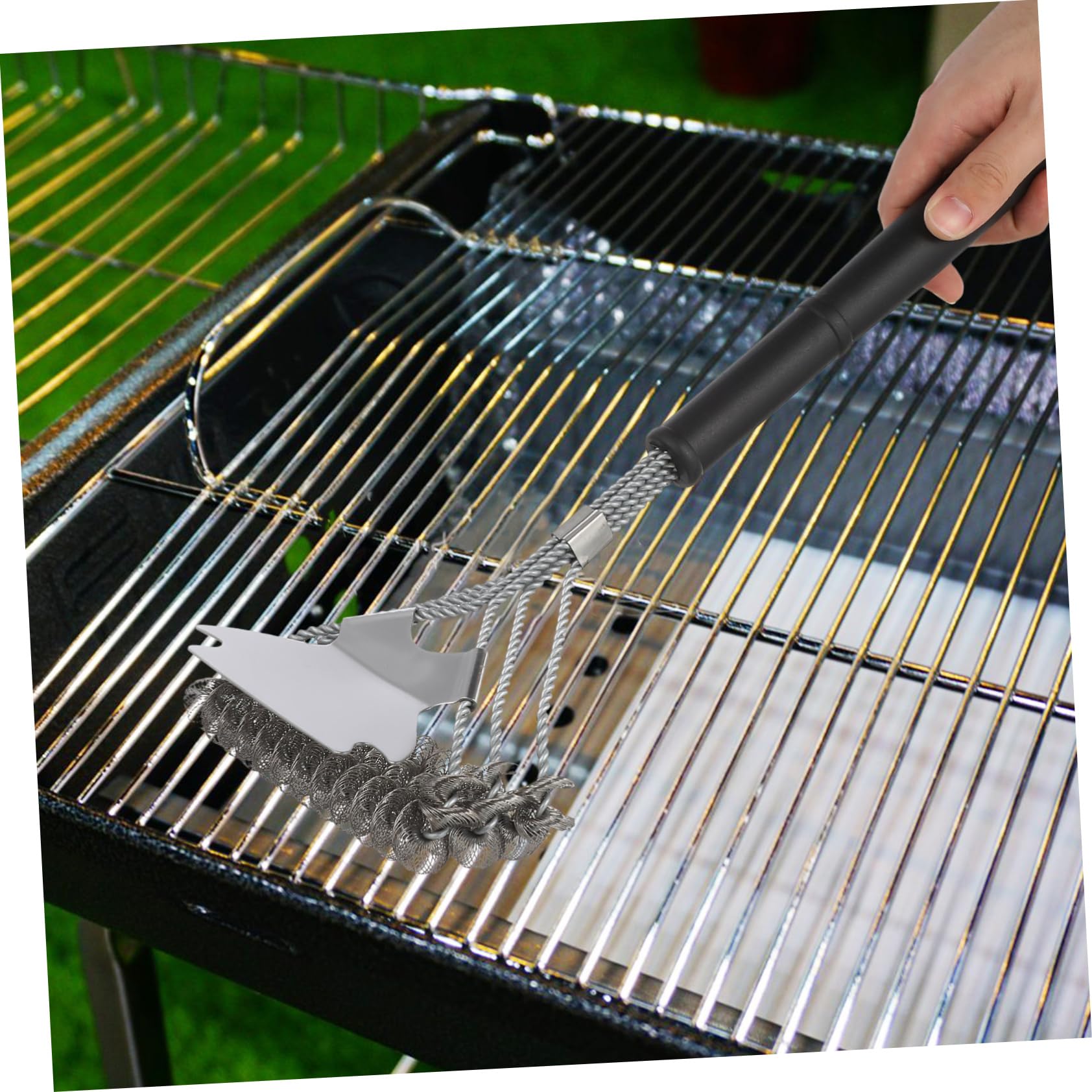 2piezas Cepillos para Parrilla De Barbacoa Herramienta De Cepillo De Limpieza para Parrilla Al Aire Raspador Metálico para Limpiar De Exterior