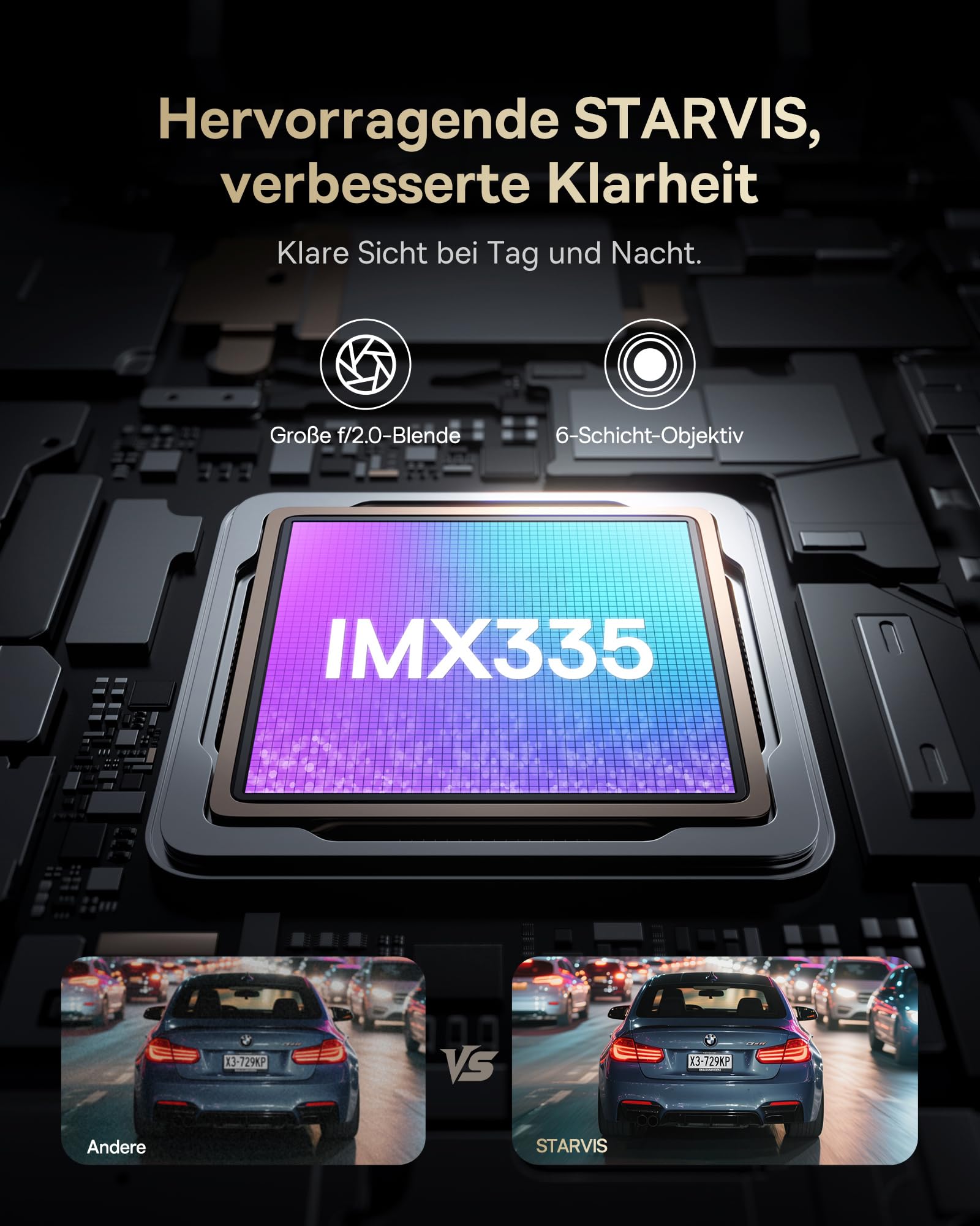 Baseus VD1 Pro Dashcam 4K+1080P Solar-Dashcam 14-Tägiger Batterie-Standby-Parkmodus STARVIS Nachtsicht 5GHz WLAN GPS 32GB