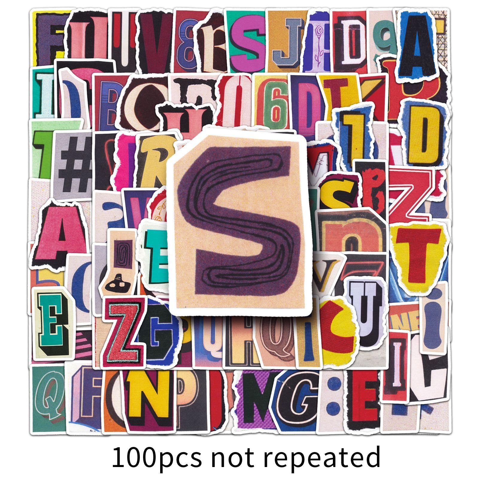TUIOBUN 100Pcs Numbers Alphabet Sticker for Water Bottle,Computer,Helmet,Car,Laptop,Bike,Phone,Scrapbook,Luggage,Boys Adults Gift,Vintage Letter Cute Waterproof Sticker,Numbers Aesthetic Vinyl Decal - Image 4