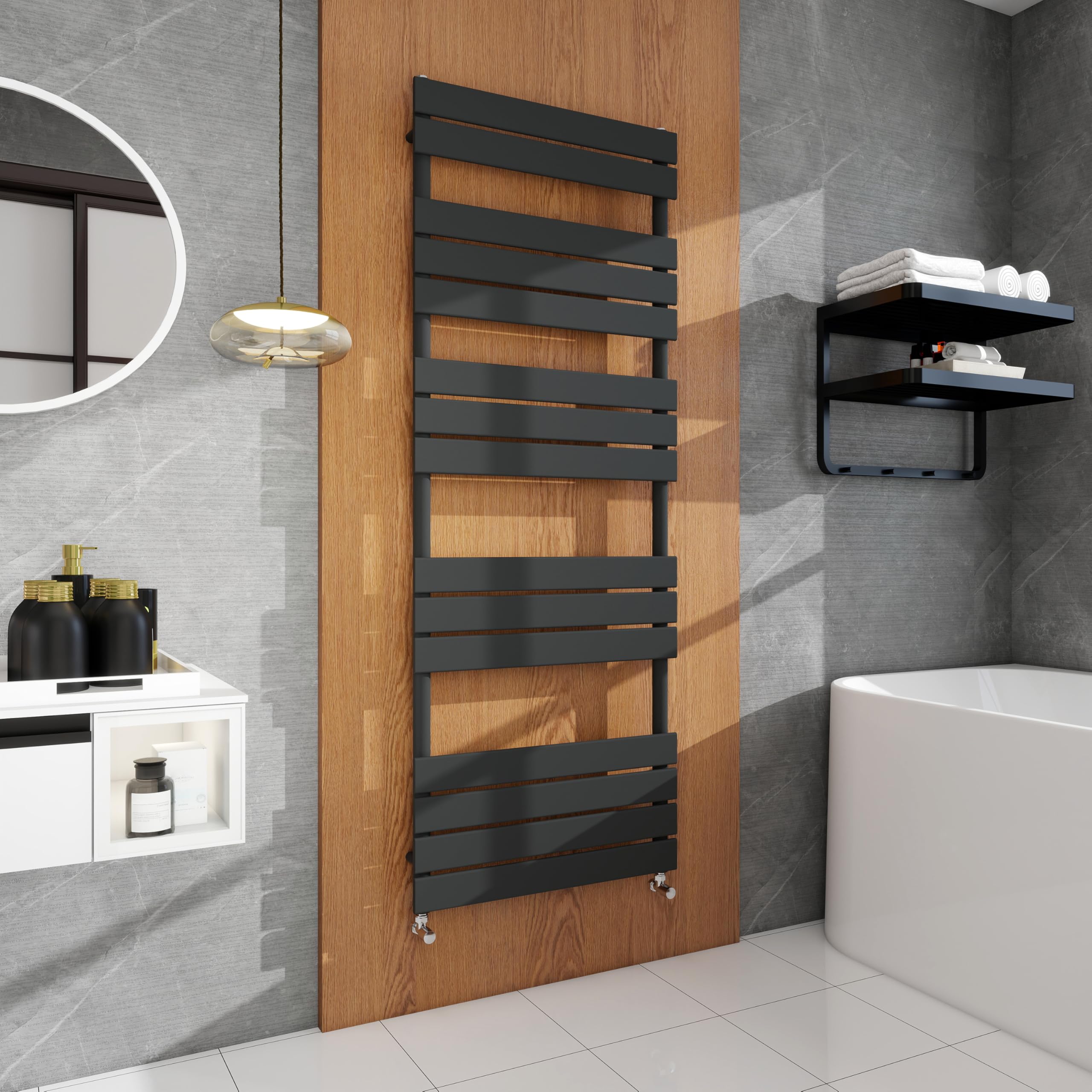 simple bathrooms Modern Flat Panel Heated Towel Rail Radiator,Wall Mounted Central Heating Ladder Rad 1600X600mm Anthracite