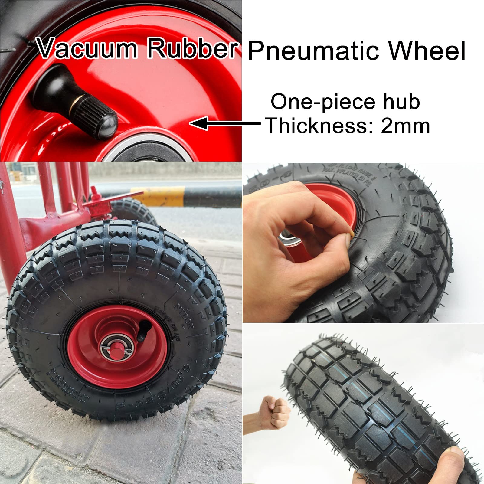 LIGUOYI 2 Piezas Ruedas De Alta Resistencia 200mm 250mm Rueda De Goma De Vacío Ruedas ​de Carretilla con Rodamientos Rígidos De Bolas Buje De Una Sola Pieza Capacidad De 300KG para Carro Móvil