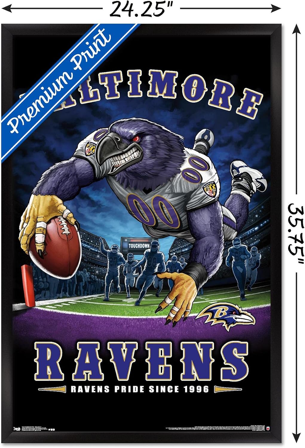 Trends International NFL Baltimore Ravens - End Zone 17 Wall Poster, 22.375" x 34", Black Framed Version