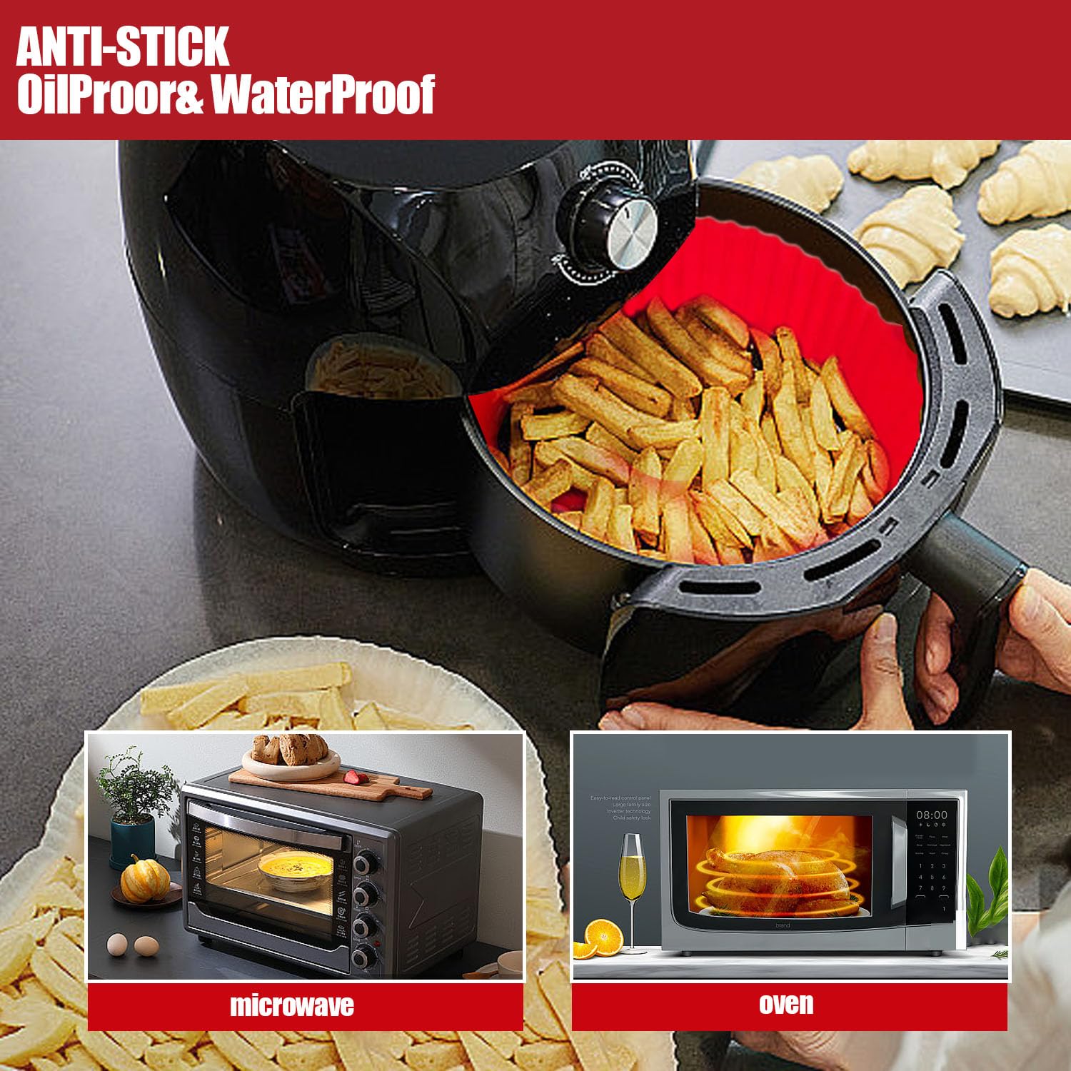 Air Fryer Liners - Reusable Silicone Sheets -4 Air Fryer Liners - Reusable Silicone Sheets -4