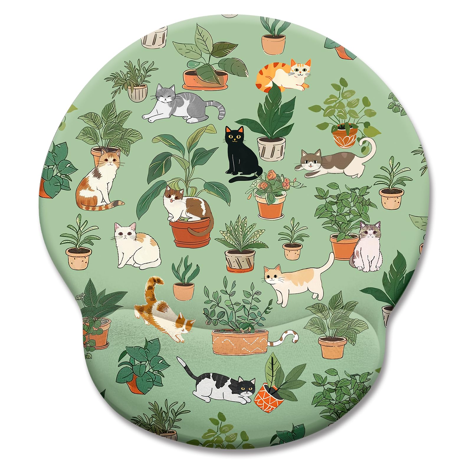 LIMKRIAN Cat Ergonomic Mouse Pad with Wrist Rest, Green Computer Mouse Pad โ image 1