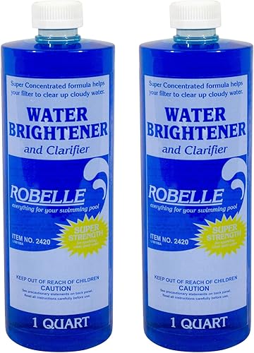 Robelle 2420-02 Abrillantador de agua y clarificador para piscinas, 1 cuarto de galón, paquete de 2