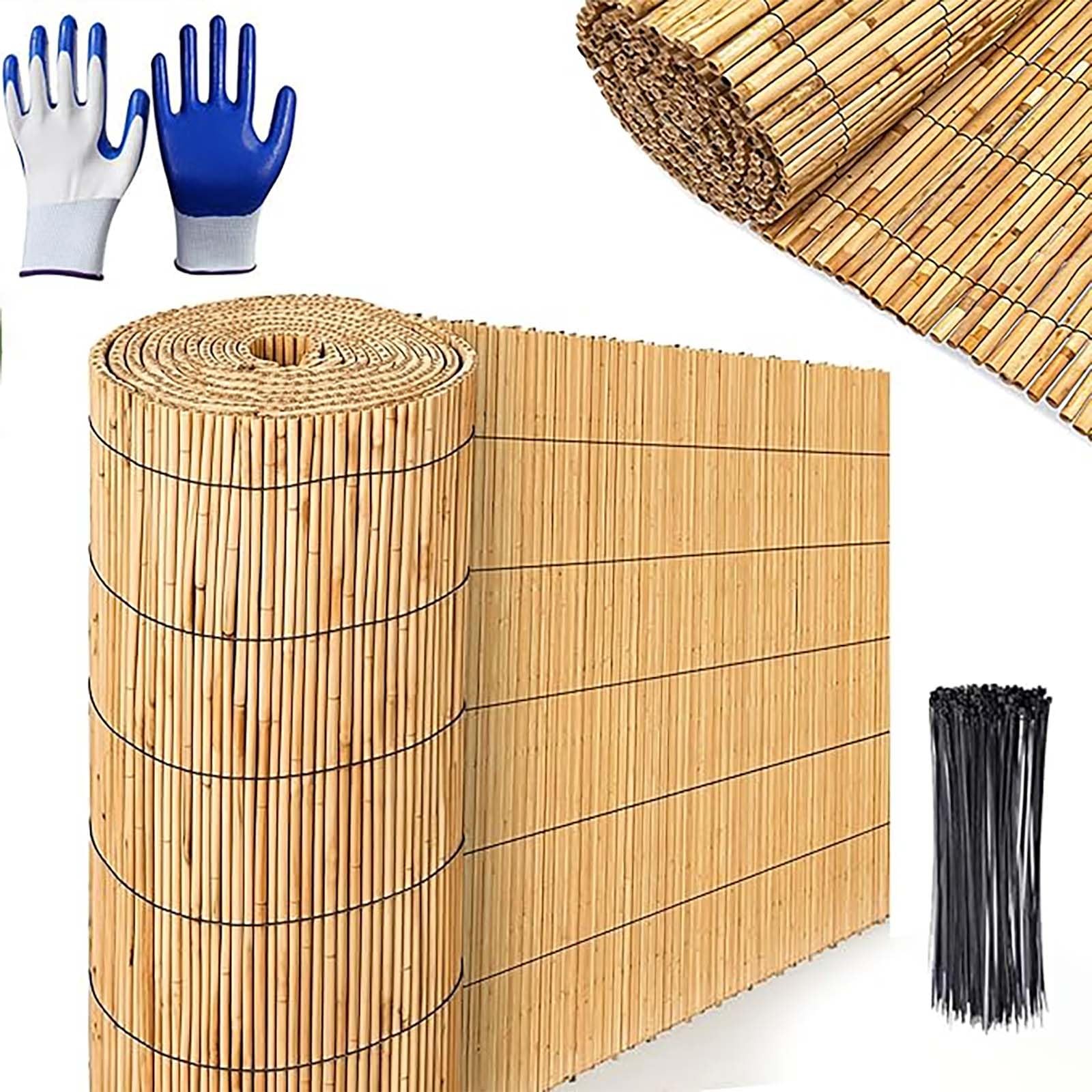 Recinzione in bambù naturale resistente alle intemperie, pannelli decorativi per giardini, terrazze, cortili, piscine, copertura traspirante con blocco antivento (H150 x L300 cm)