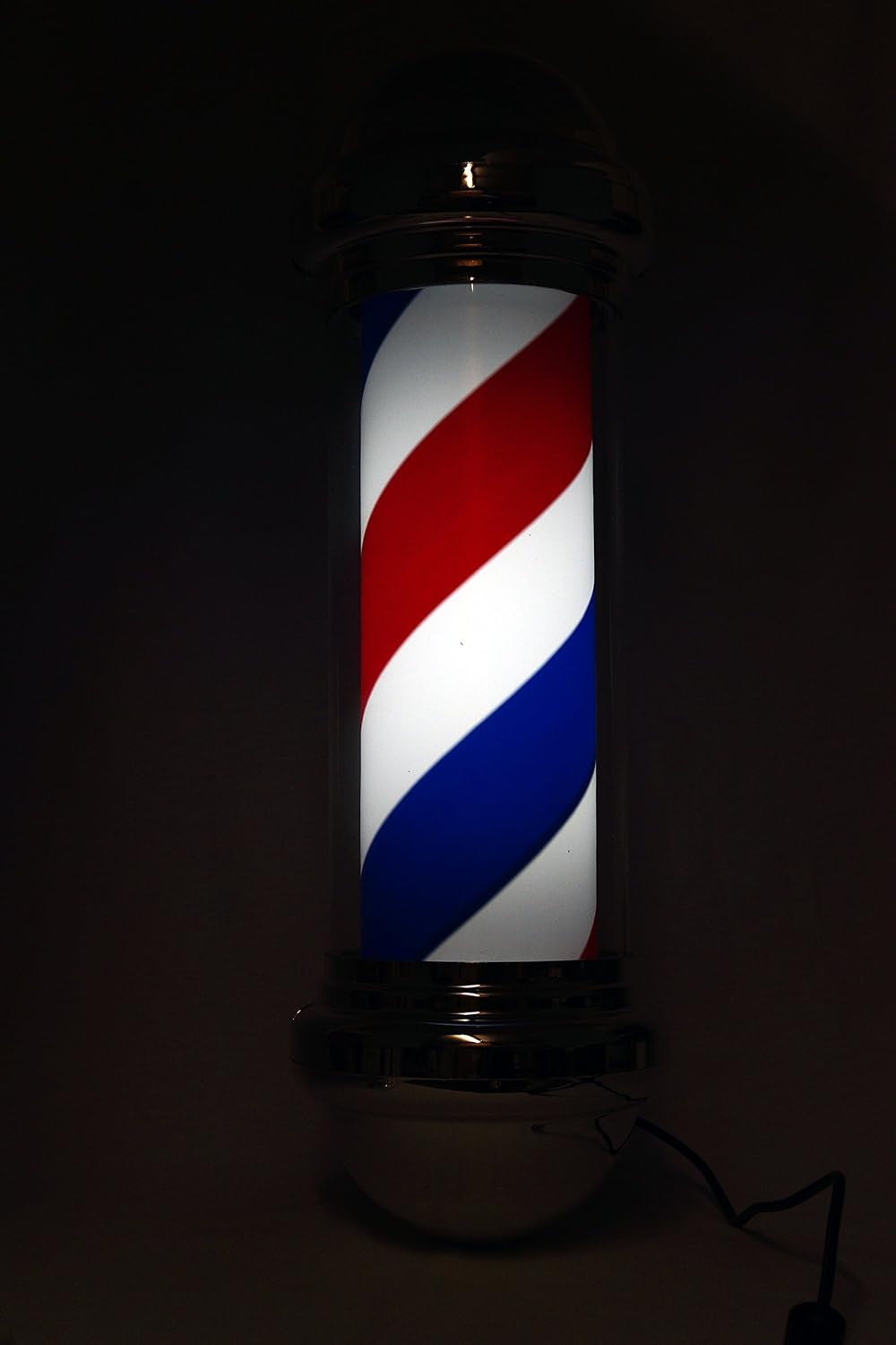 Jitsu Traditional Barber Shop Pole Red White Blue Illuminating & Rotating Stripes with LED Bulb 70 cm - Image 4