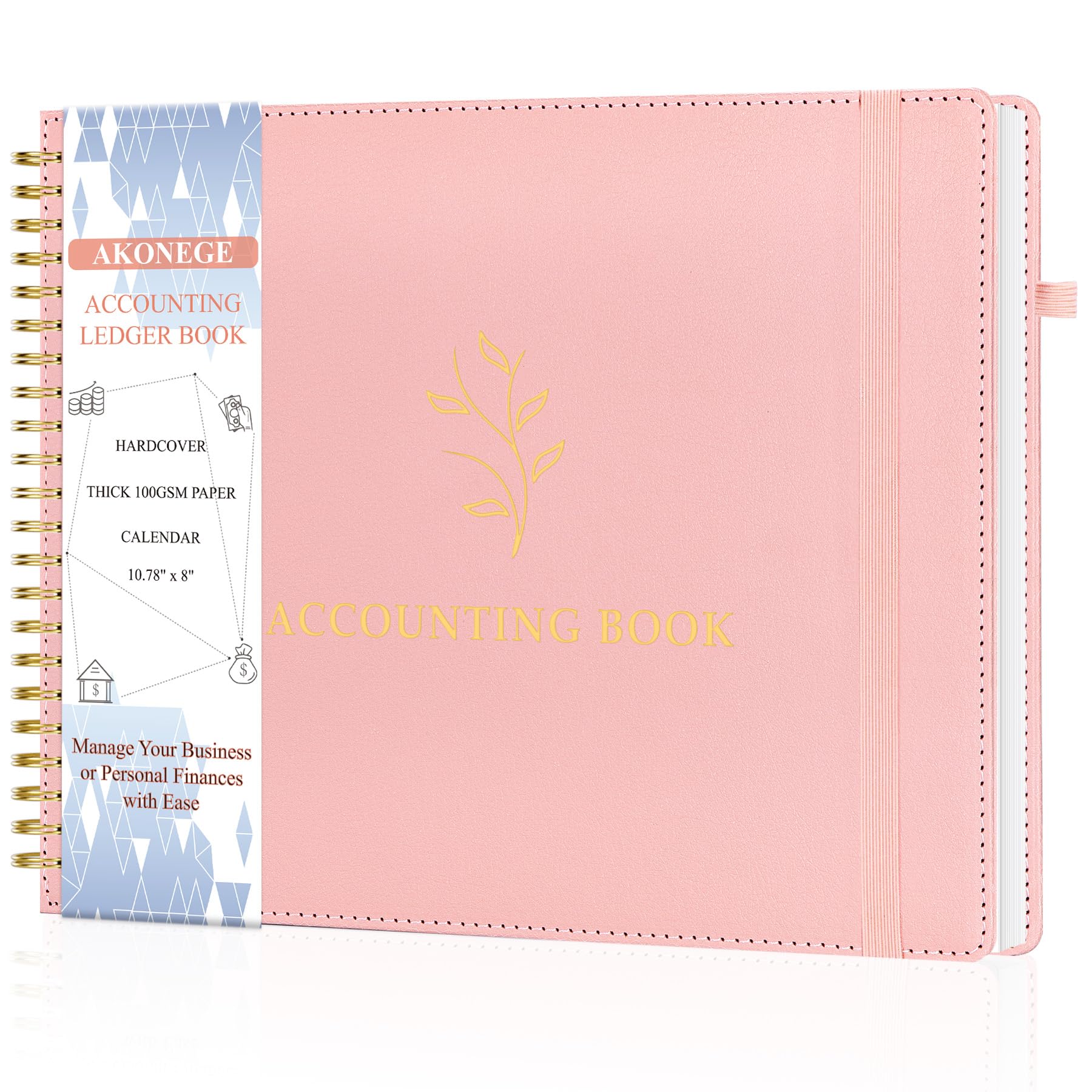 AKONEGE Accounting Ledger Book Dusty Pink