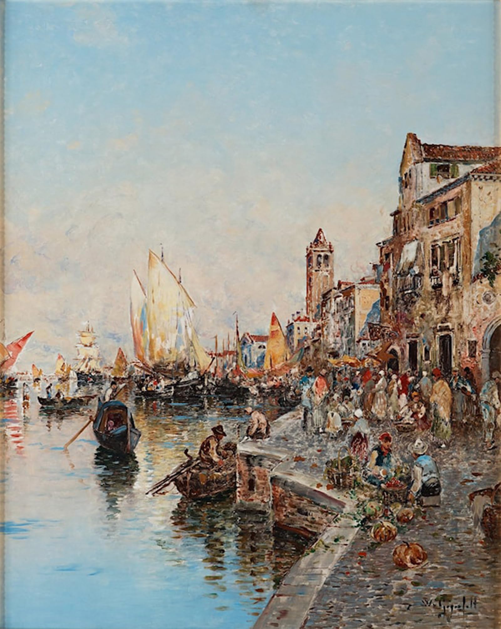 ARTXLXXBN Famous Print Painting Colorful Art Print Venetian Canal Scene by Wilhelm Von Gegerfelt Canvas Art Decorations for Home Decor 60x90cm