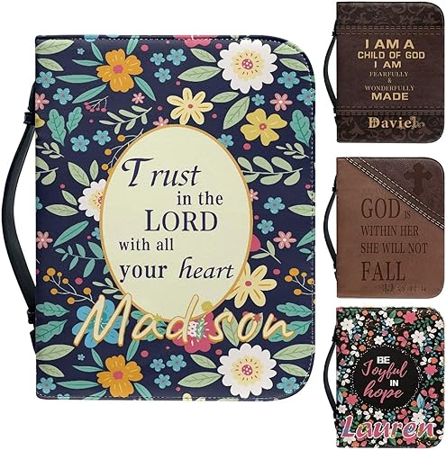 Tuoxiukan Funda de Biblia personalizada con imagen de piel sintética para mujeres y hombres, bolsa de mano para la Biblia, accesorios escolares para disponible en Yaxa Peru