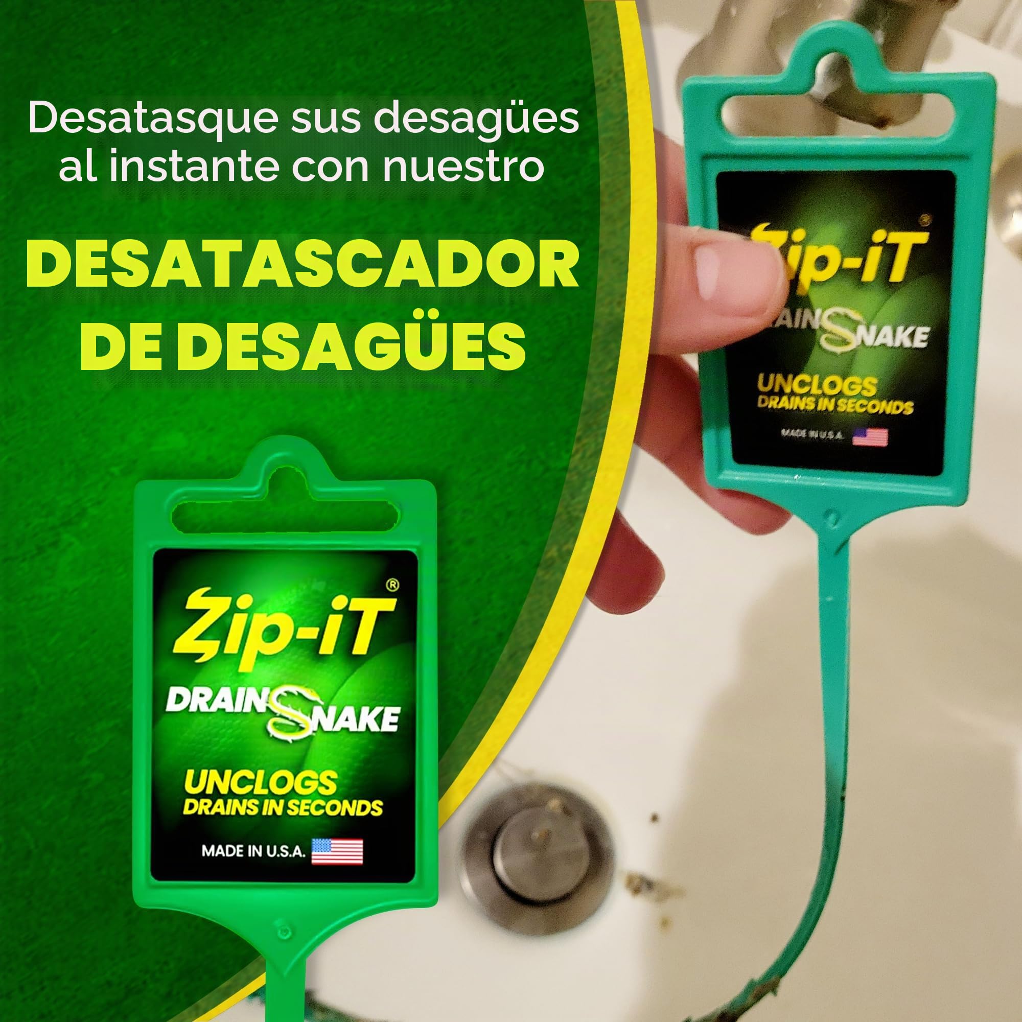 Zip-It® Original Inventor - Limpiador de desagües - Paquete de 3