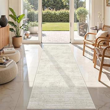 Rug Runners for Hallways Non Slip - 2x8 Runner Rug for Bedroom, Washable Runner with Rubber Backing, Soft Low-Pile Carpet for Kitchen, Laundry, Bathroom 2x8, Beige