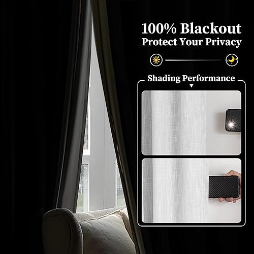 Miniatura 3 de MYSKY HOME Cortinas opacas blancas de 84 pulgadas de largo, cortinas plisadas para sala de estar y dormitorio, 100% oscurecimiento de la habitación,