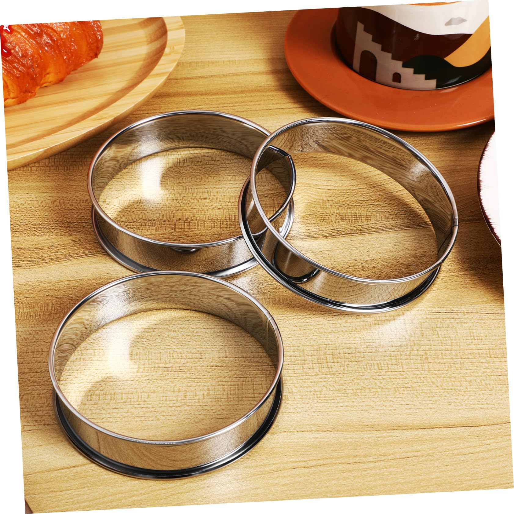 IMIKEYA 5 Ensembles Moule À Gaufres En Acier Inoxydable Cercle À Gâteau Rond Antiadhésif Friteuse Accessoires De Pâtisserie English Muffin Rings Boîtes De Conserve Silver 10 Pièces * 5
