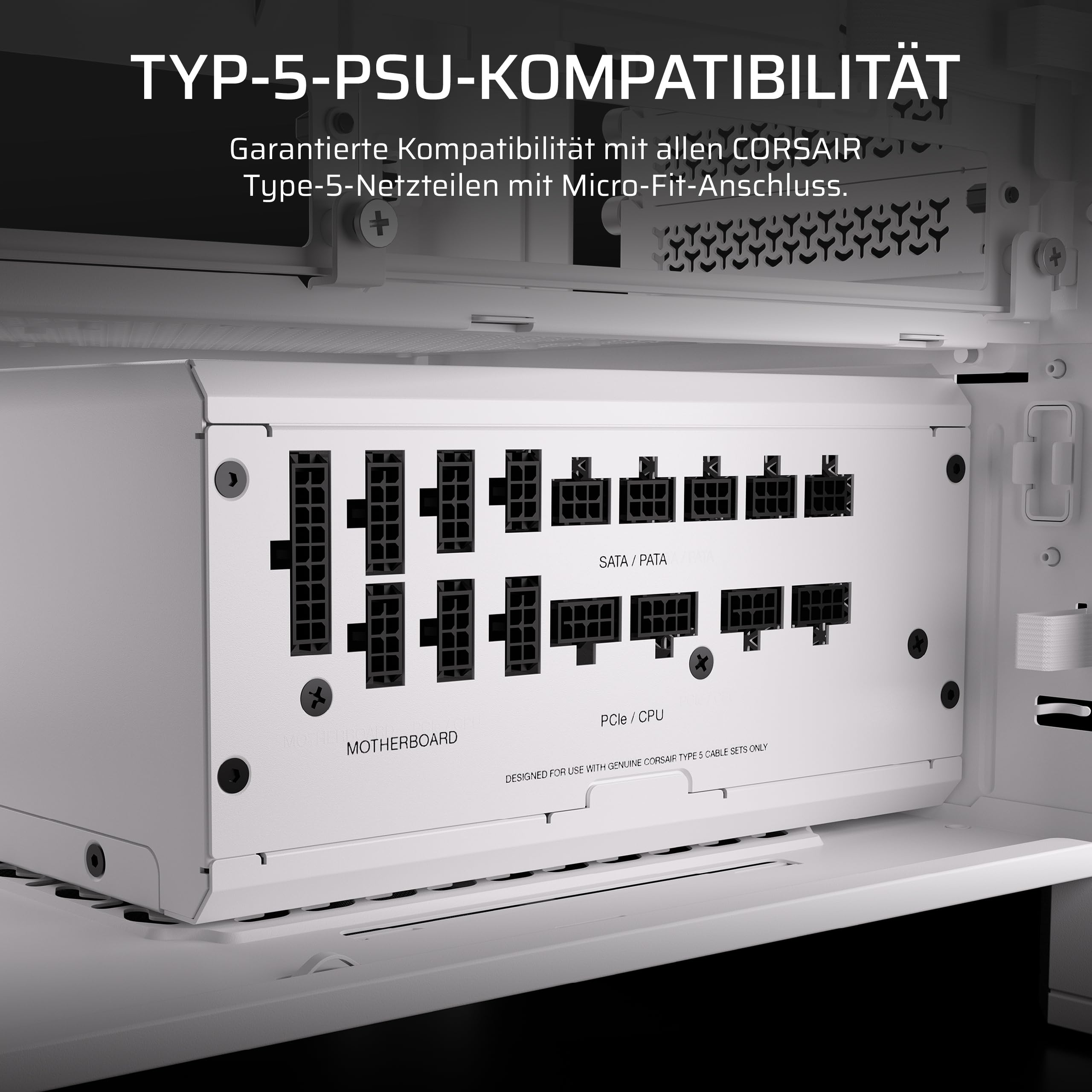 Corsair Elite Premium Pro-Kit mit Einzeln Ummantelten Typ 5-Netzteilkabeln – Flache Kabelkämme, Dreilagiges Mesh-Paracord-Design, Kompatibel Netzteilen mit Typ-5-Kabeln – Weiß