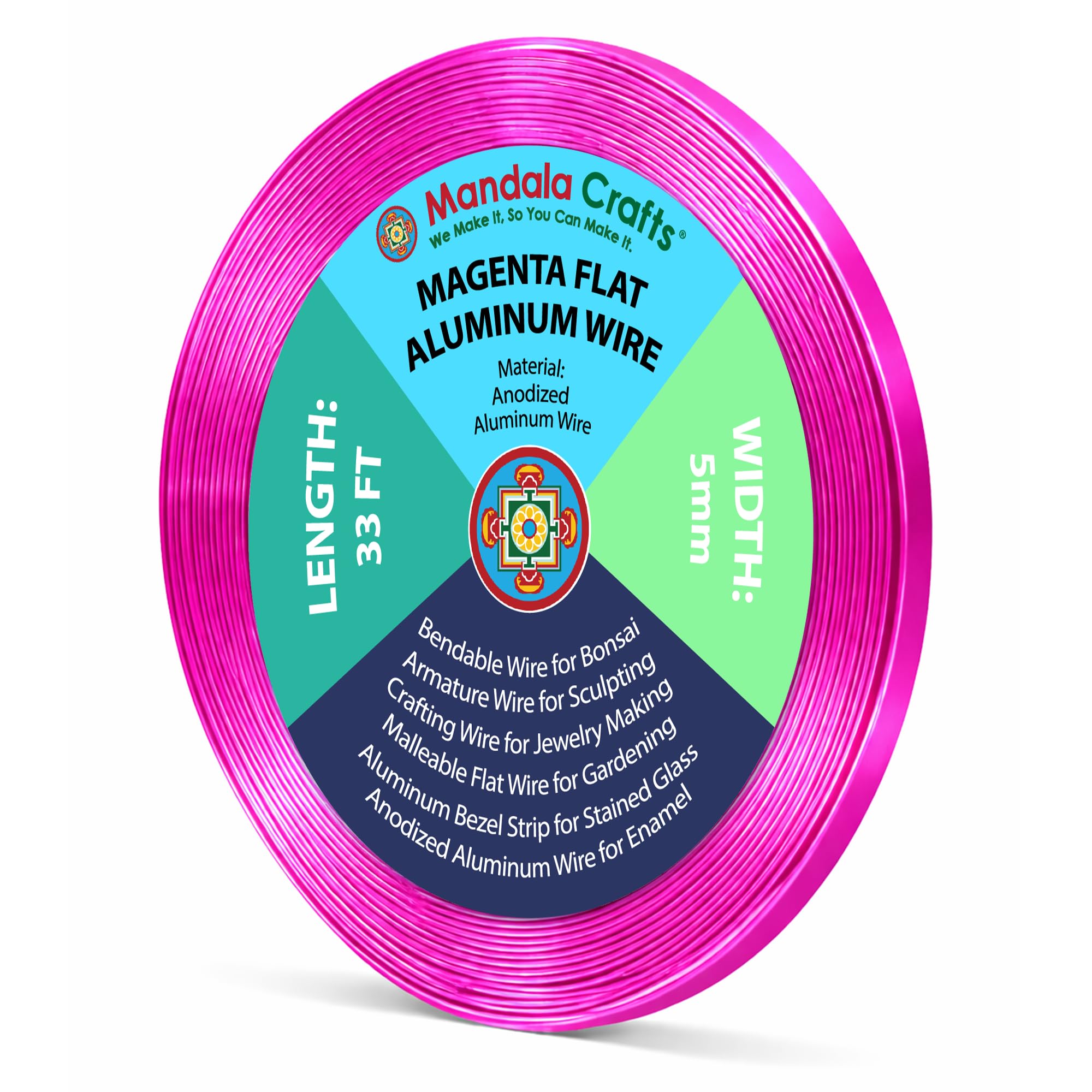 Mandala Crafts 5mm Magenta Flat Aluminum Crafting Wire for Sculpting