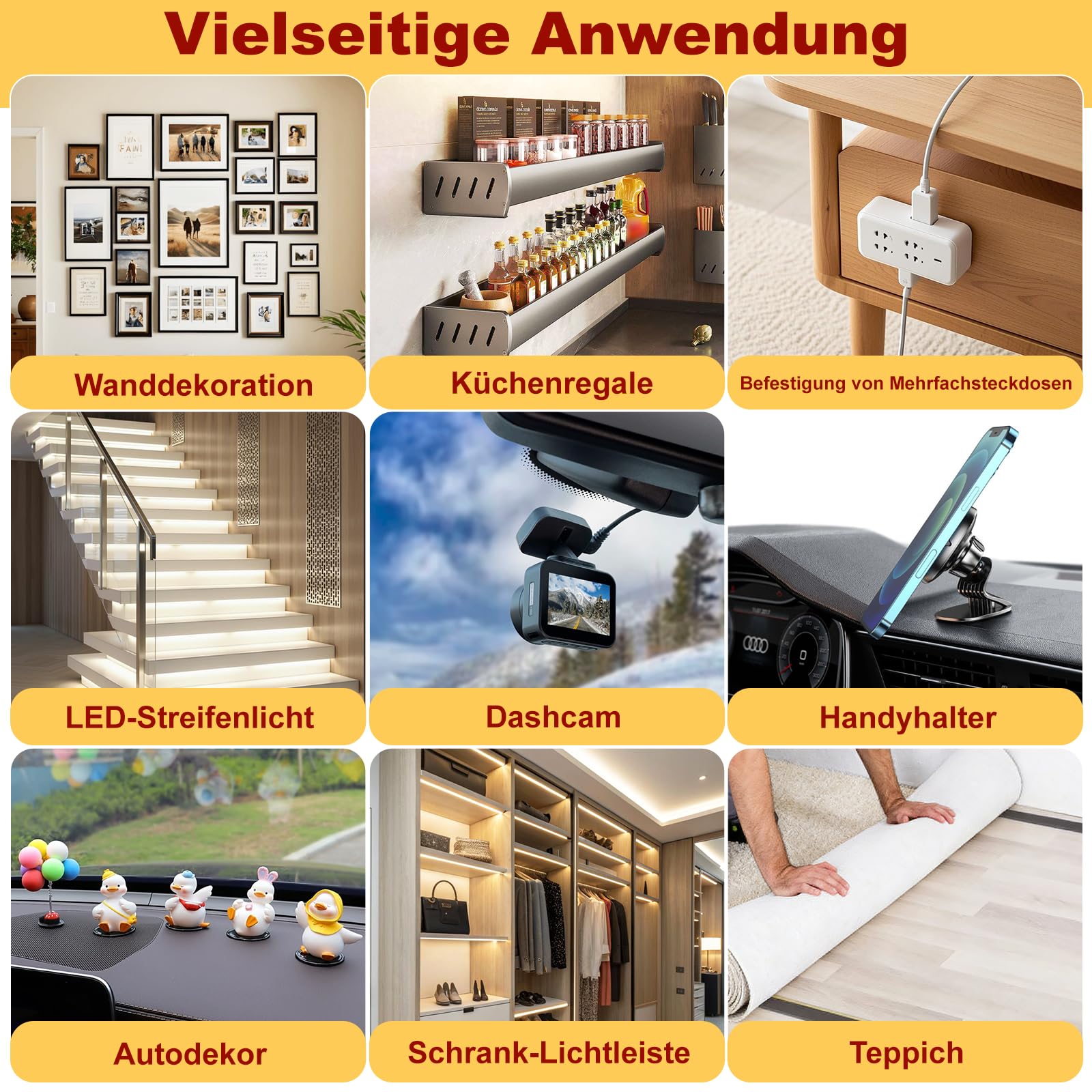 Summerbrite 2 Rollen Doppelseitiges Klebeband Extra Stark-50mm x 5m Acrylschaum-Klebeband Wasserfest und Hochtemperaturbeständig Klebeband Doppelseitig für Auto, Wohn, Bürodekor und Außende