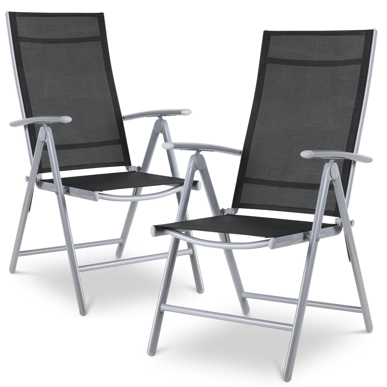 LIFERUN Set Giardino Esterno Alluminio 3 Pezzi, Tavolo da Giardino con Sedie, 1 Tavolo e 2 Sedie Pieghevole, Salotto Per Patio Giardino Balcone Veranda Esterno Piscina Terrazzo, Grigio argento